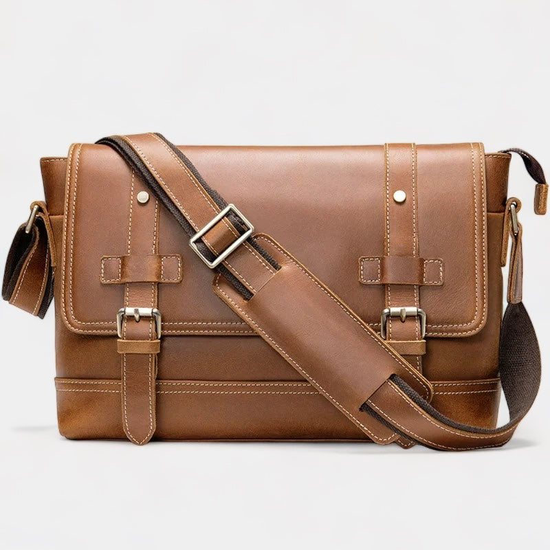Leather and Fabric Crossbody Bag for Men | Vintaro