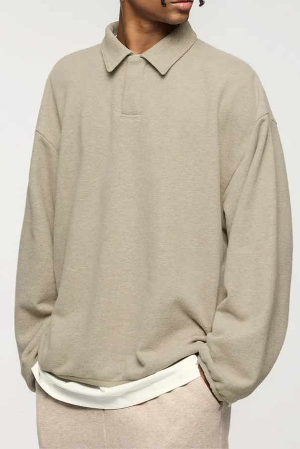Oversized Long Sleeve Polo Sweatshirt for Men | Alexis