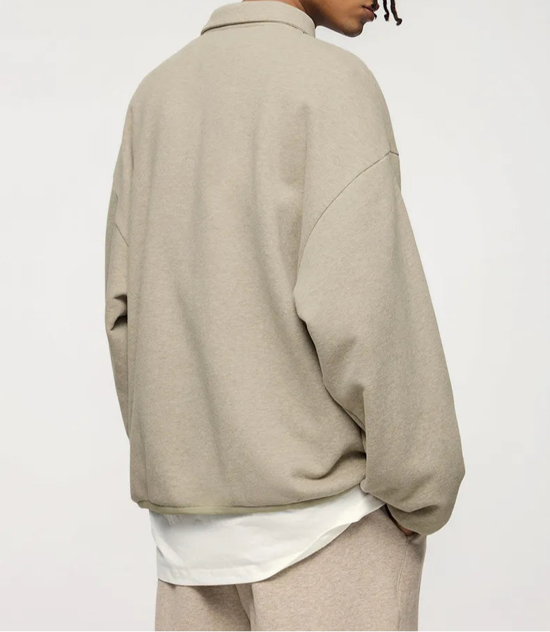 Oversized Long Sleeve Polo Sweatshirt for Men | Alexis