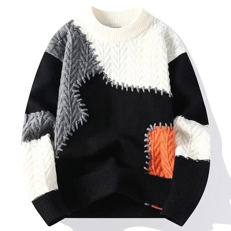 Patchwork Color Block Knit Sweater for Men | Elias