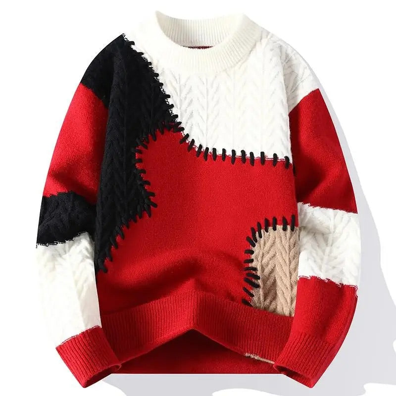Patchwork Color Block Knit Sweater for Men | Elias
