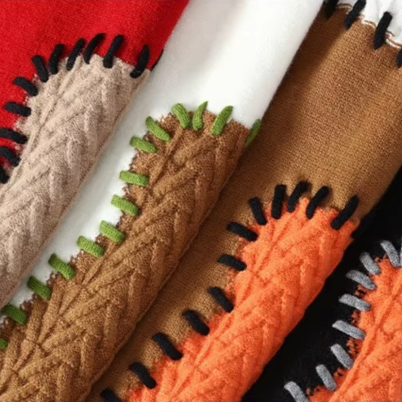 Patchwork Color Block Knit Sweater for Men | Elias