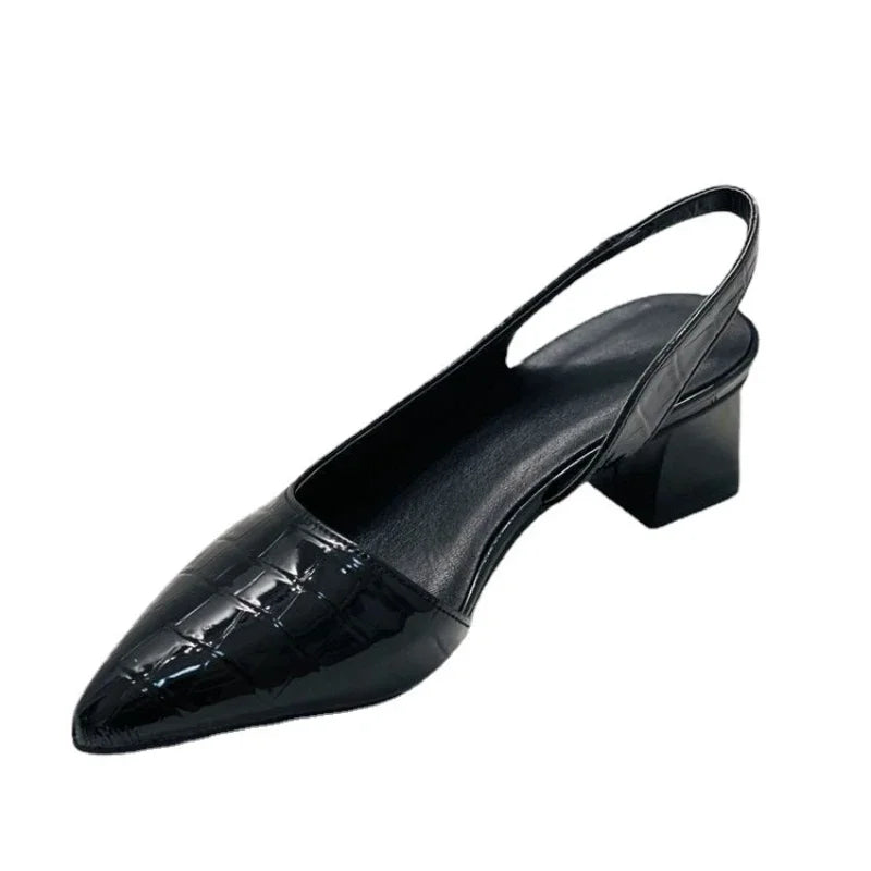 Pernia | Pointed Toe Black Slingback Heels 5