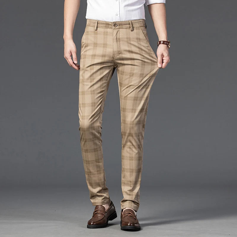 Plaid Straight-Leg Pants For Men | Jorven 0