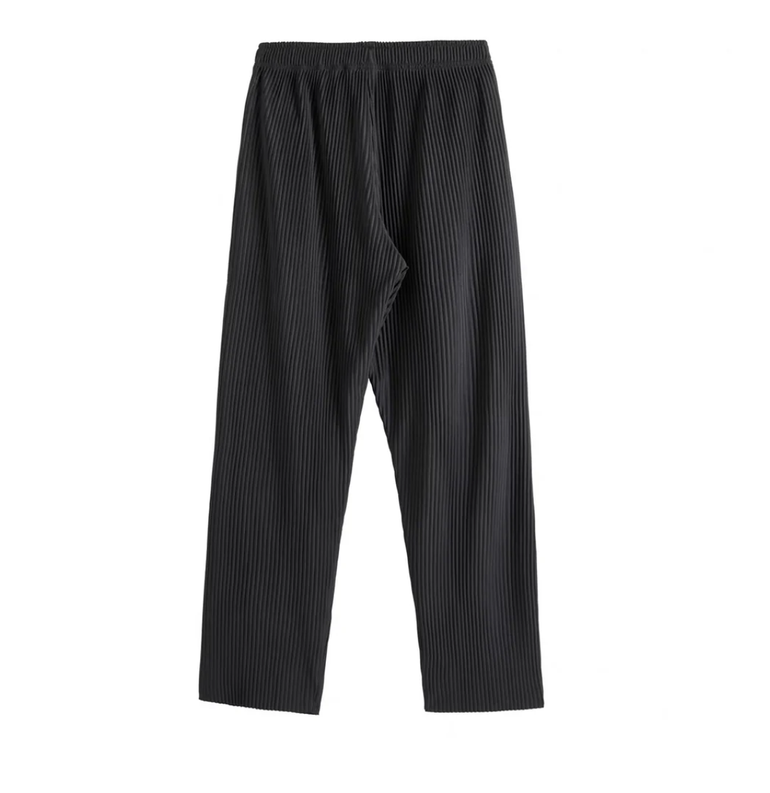Black ribbed pants on a white background