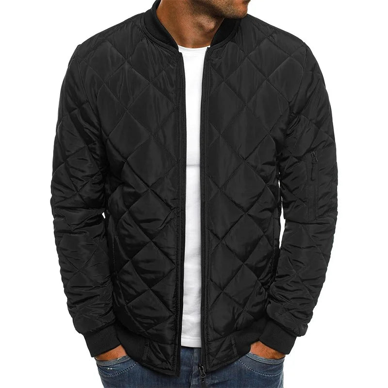 Quilted Bomber Jacket with Zipper for Men | Mavvy