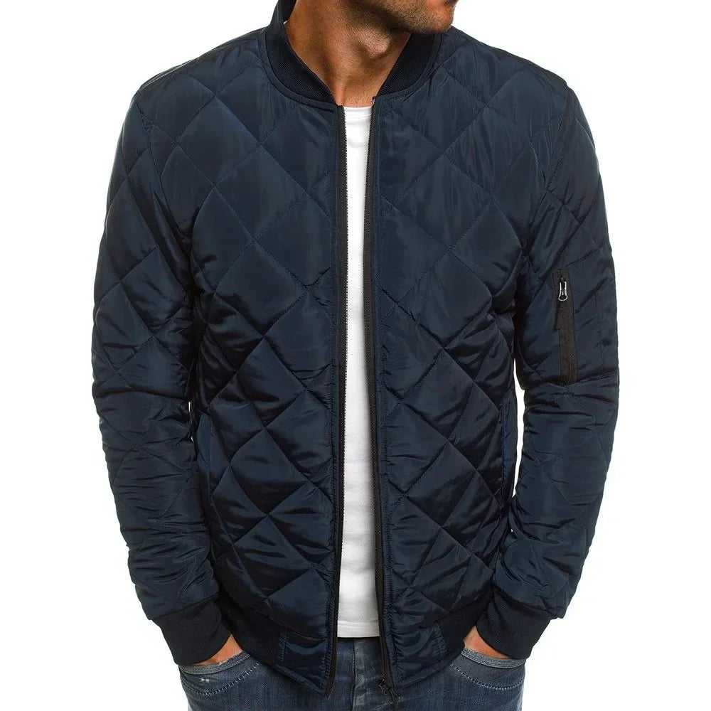 Quilted Bomber Jacket with Zipper for Men | Mavvy