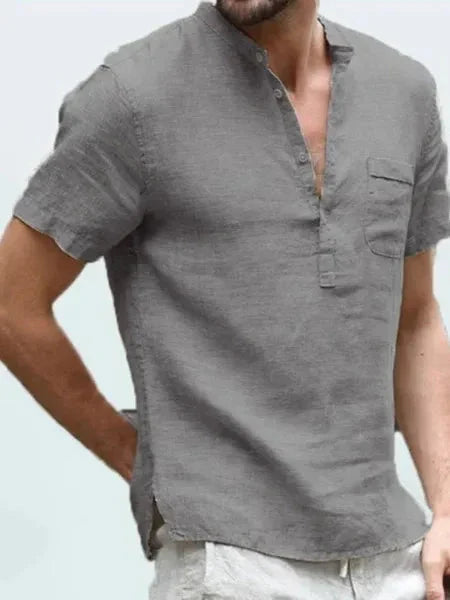 Relaxed Fit Short Sleeve Henley T-Shirt for Men | Noah