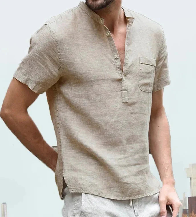 Relaxed Fit Short Sleeve Henley T-Shirt for Men | Noah