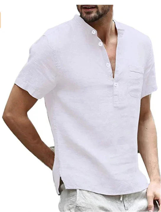 Relaxed Fit Short Sleeve Henley T-Shirt for Men | Noah