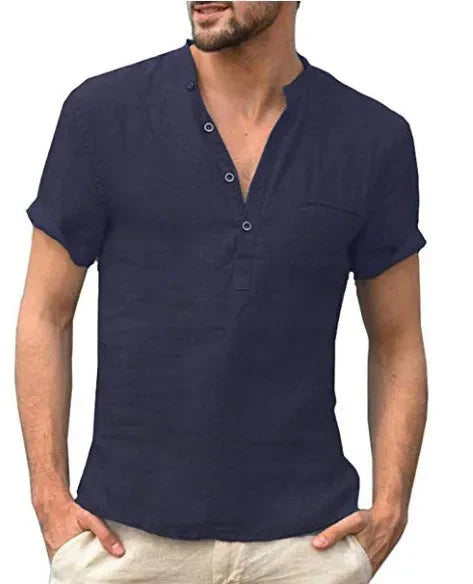 Relaxed Fit Short Sleeve Henley T-Shirt for Men | Noah