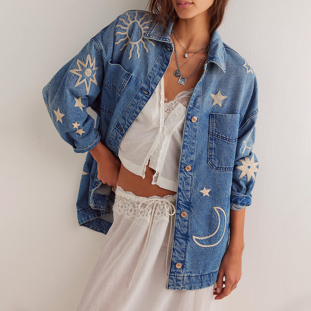 Relaxed Oversized Denim Jacket For Women | Kestina 0