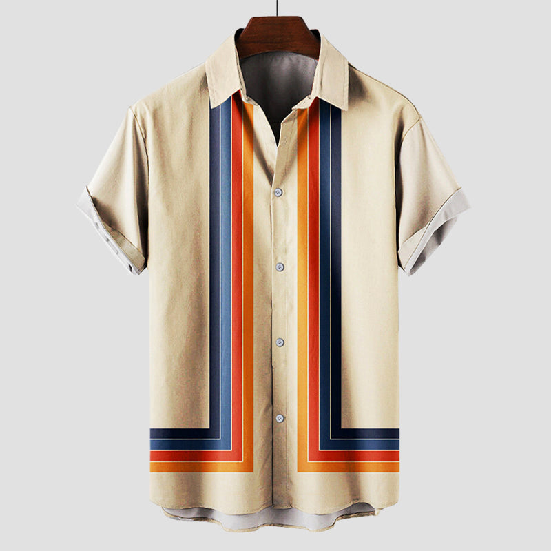 Retro Stripe Shirt Casual Style For Men | Lorian 0