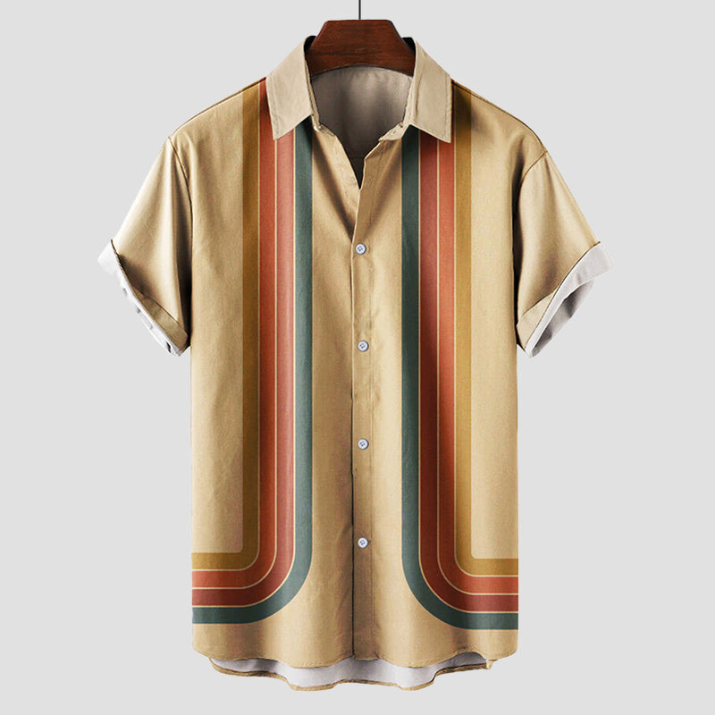 Retro Stripe Shirt Casual Style For Men | Lorian 1