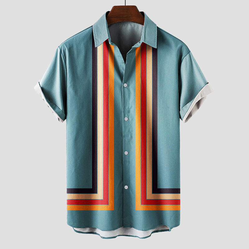 Retro Stripe Shirt Casual Style For Men | Lorian 3