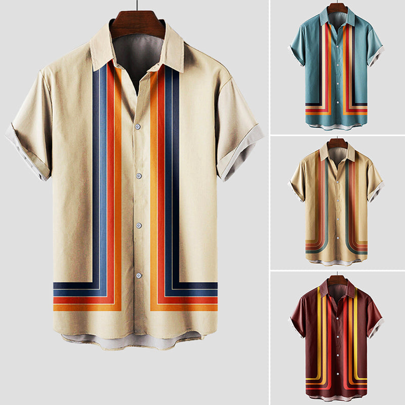Retro Stripe Shirt Casual Style For Men | Lorian 4