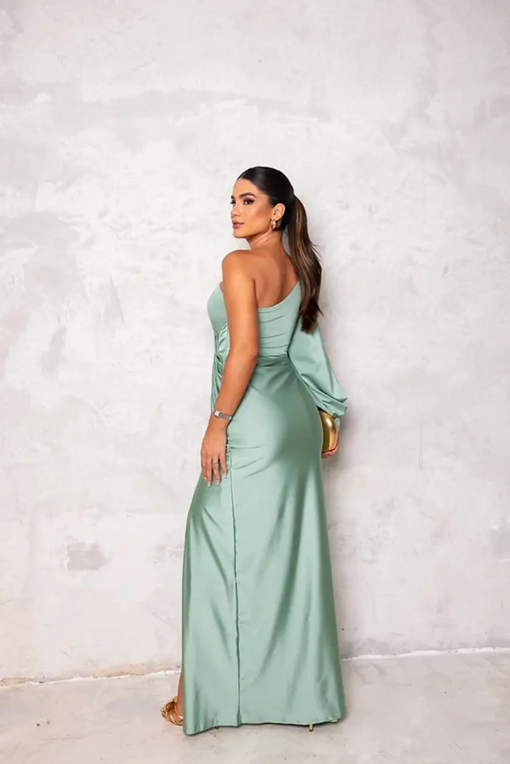 Serephia | One-Shoulder Teal Evening Dress 5