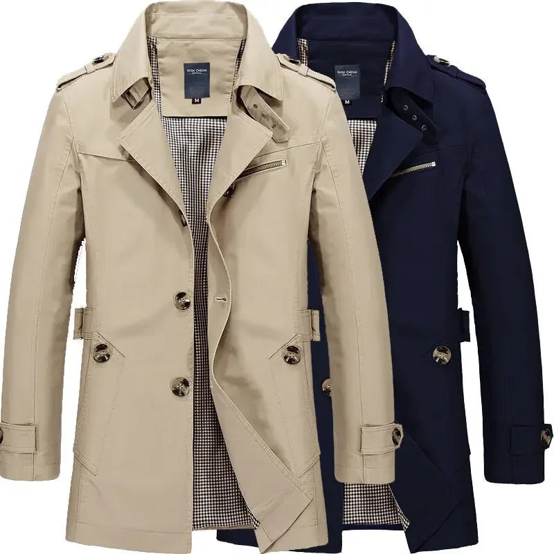 Slim Fit Double-Breasted Trench Coat for Men | Adrian