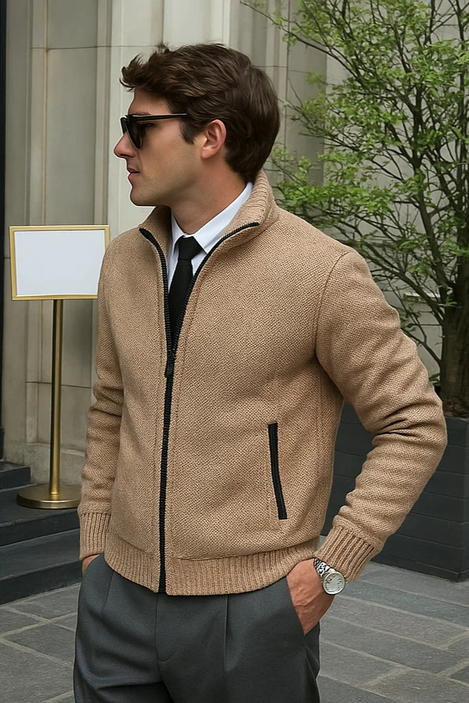 Smart Casual Knit Zip-Up Cardigan Jacket for Men | Josh