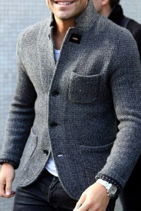Stylish Wool-Blend Blazer with Button Closure for Men | Scott