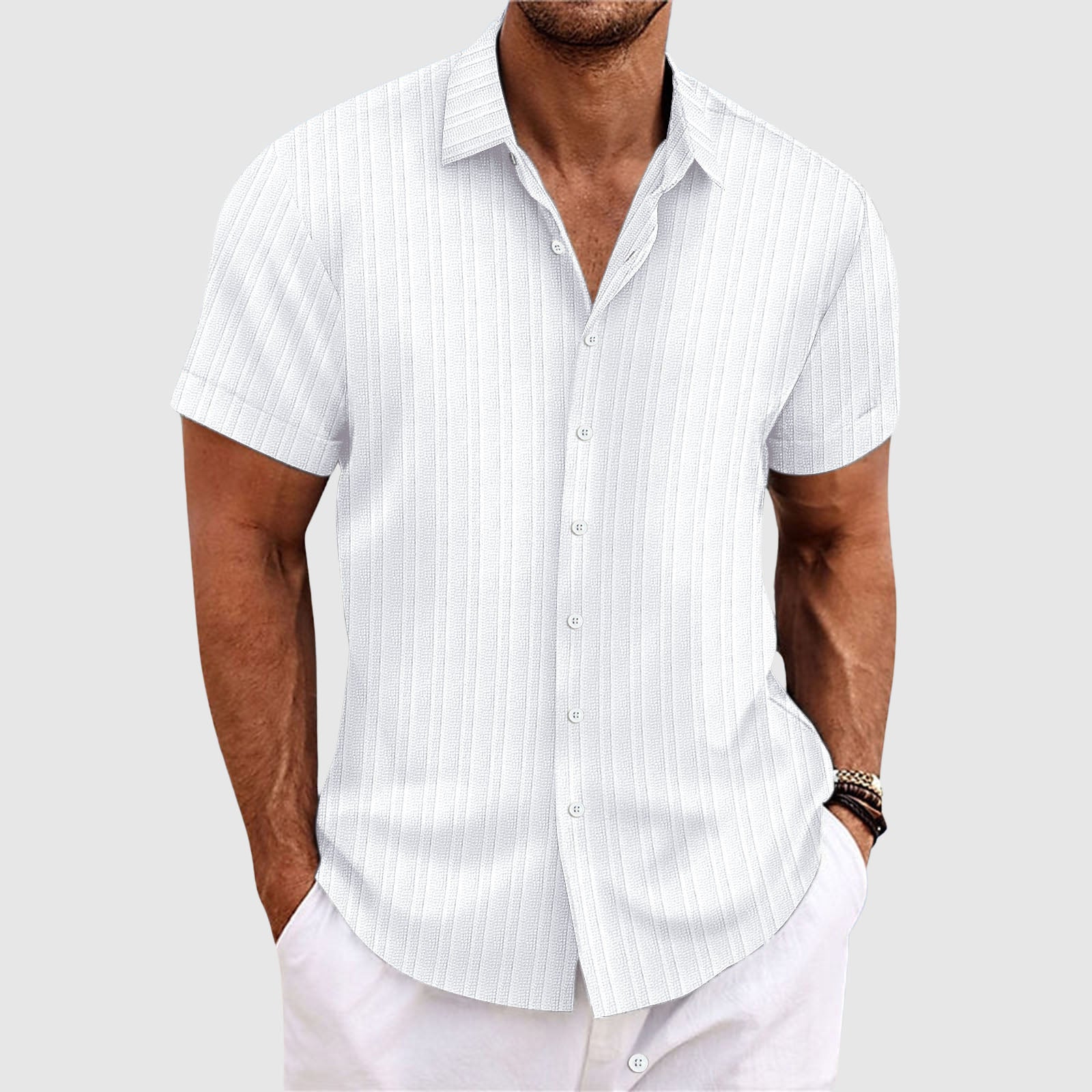 Summit Stripe Shirt Casual Style For Men | Jorven 1