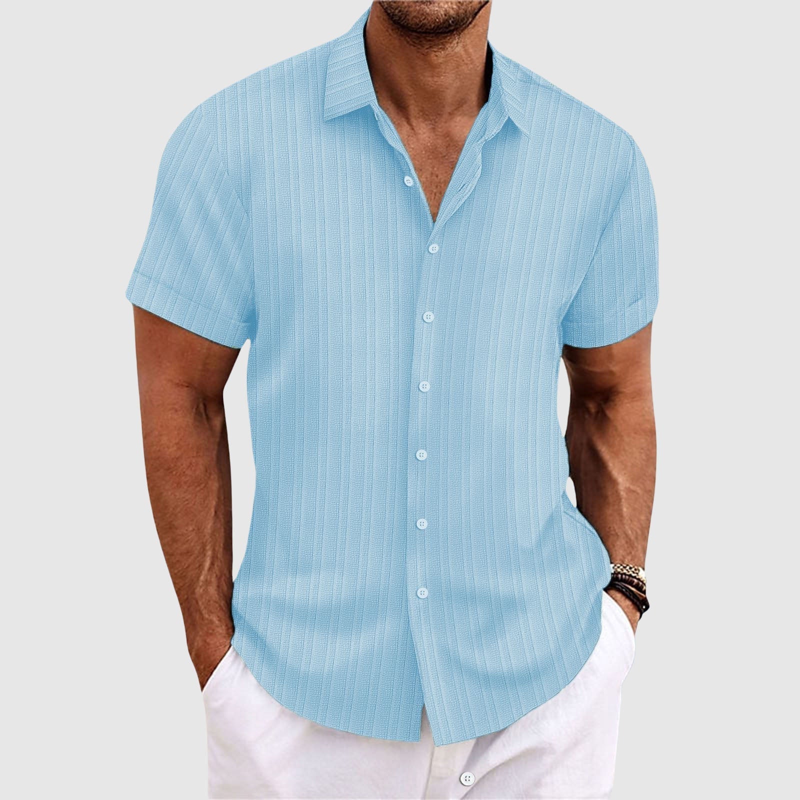 Summit Stripe Shirt Casual Style For Men | Jorven 3