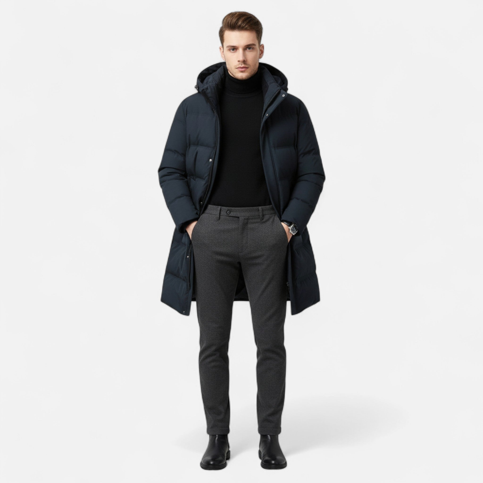 Winter Down Parka Hooded Design For Men | Ralven 1