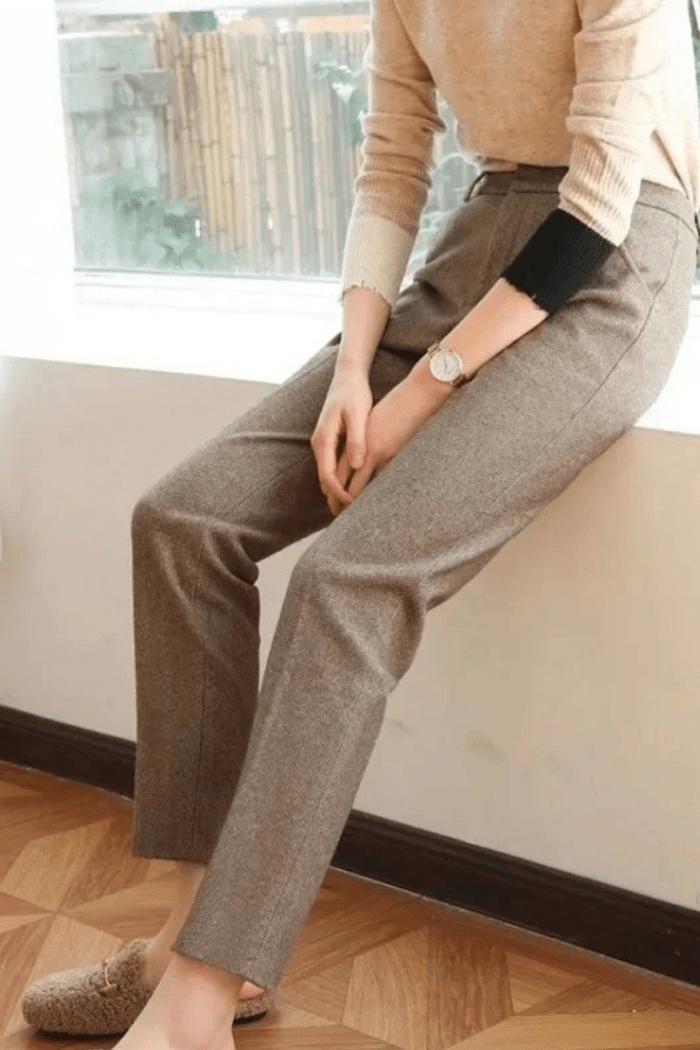 Wool Straight-Leg Trousers For Women | Jentis 1