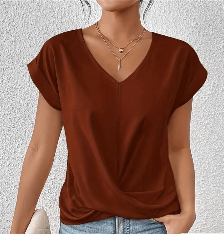 Zelara | Elegant V-Neck Tummy Tucking Top 4