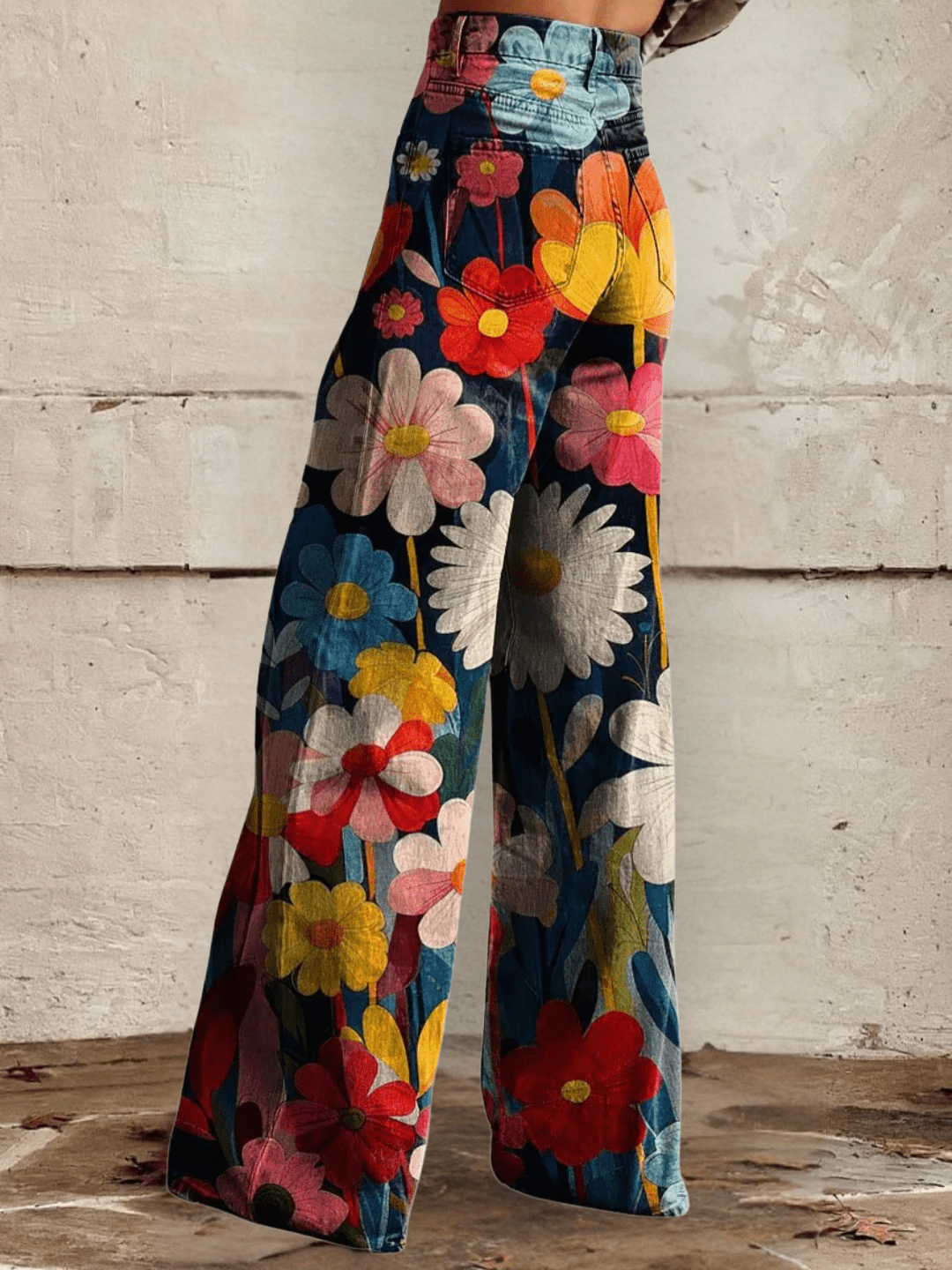 Zelari | High Waisted Floral Wide Leg Jeans 1