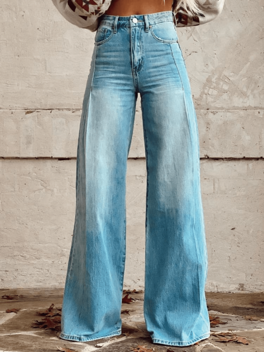 Zelari | High Waisted Floral Wide Leg Jeans 2