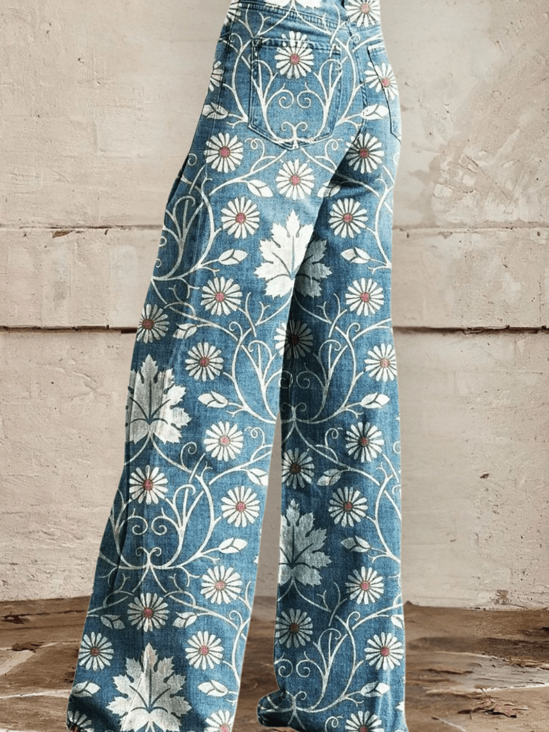 Zelari | High Waisted Floral Wide Leg Jeans 5