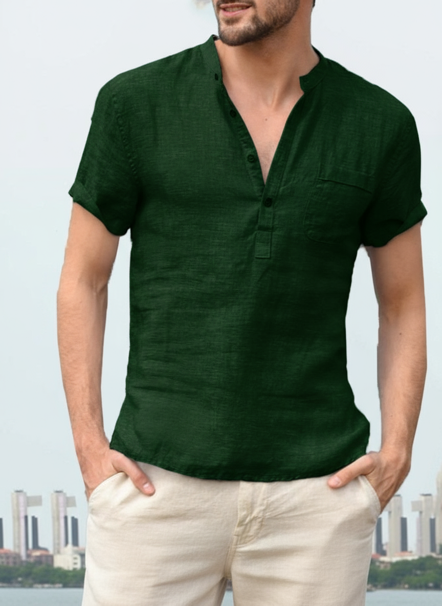 Relaxed Fit Short Sleeve Henley T-Shirt for Men | Noah