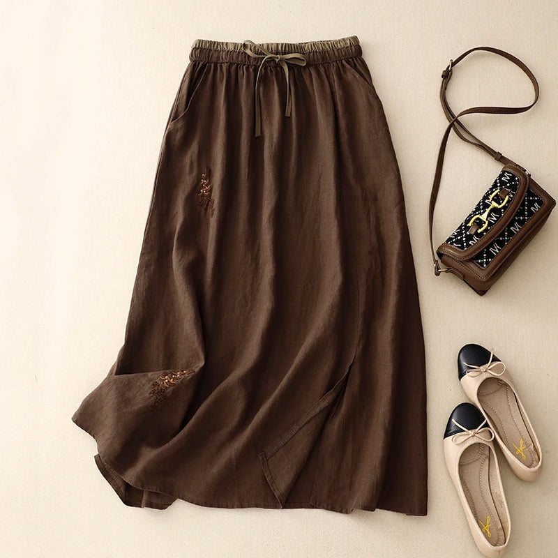 A-Line Linen Skirt Elegant Style For Women | Lirasha 1