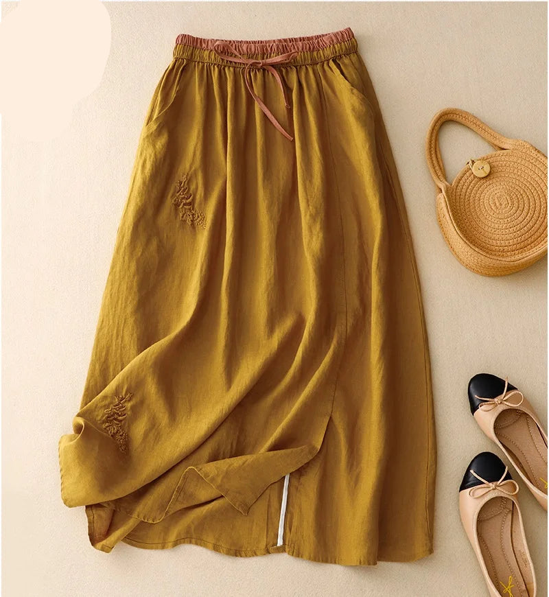 A-Line Linen Skirt Elegant Style For Women | Lirasha 4