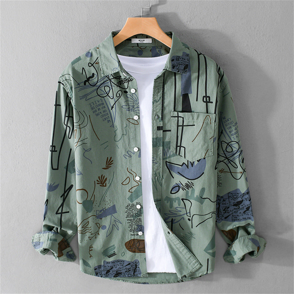 Abstract Print Long Sleeve Casual Shirt for Men | Julian