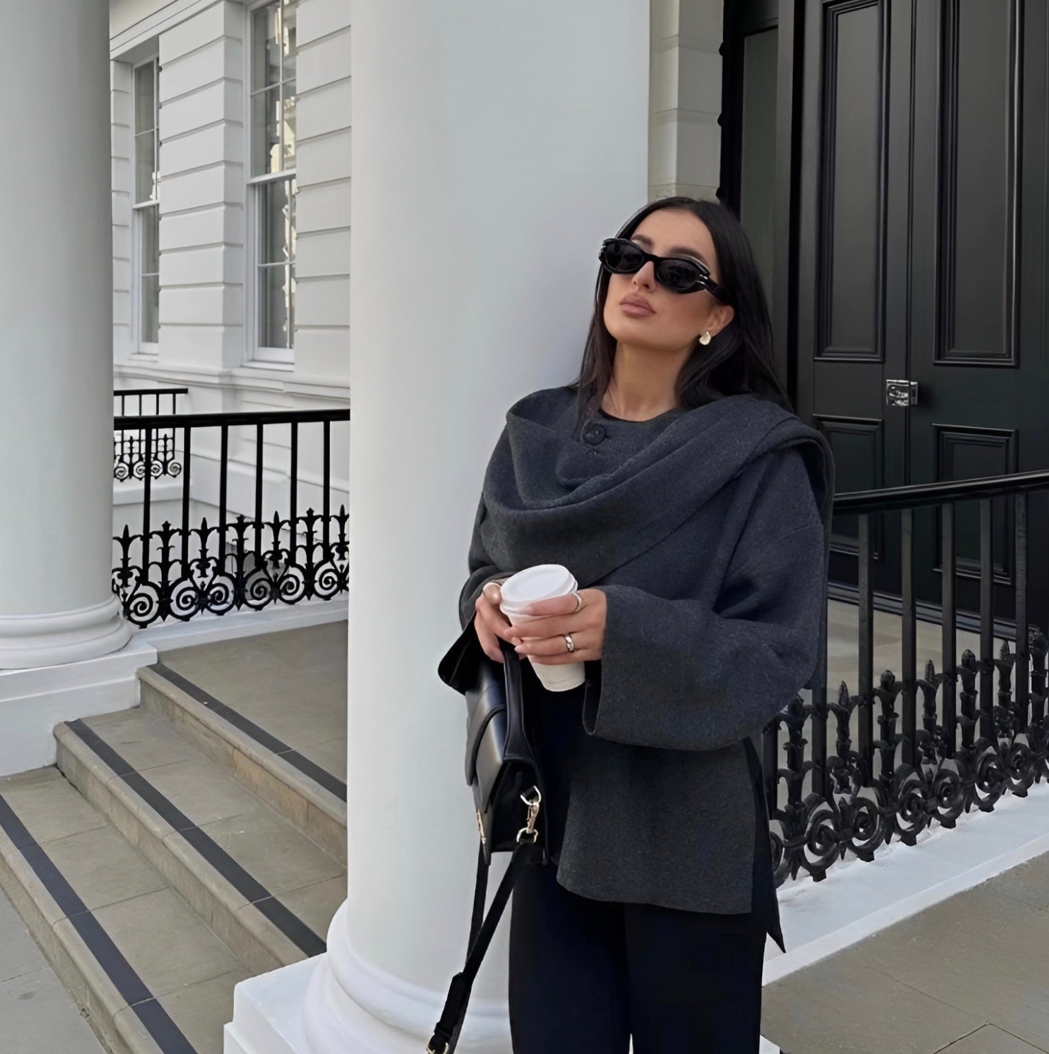 Alera | Asymmetric Wool Blend Cape Coat 1