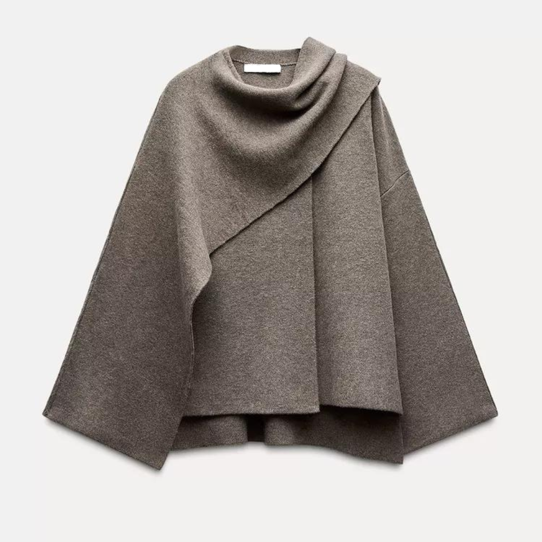 Alera | Asymmetric Wool Blend Cape Coat 6