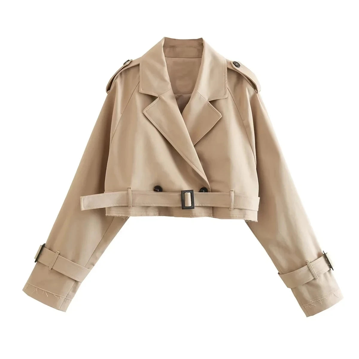 Beltan | Cropped Double Breasted Trench Jacket 6