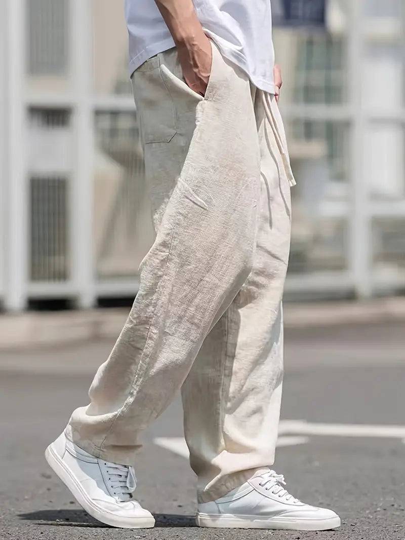 Breezy | Baggy Wide Leg Linen Pants Relaxed Fit 1