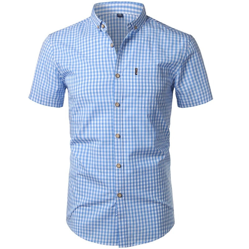 Casual Gingham Button-Up Shirt for Men | Ethan