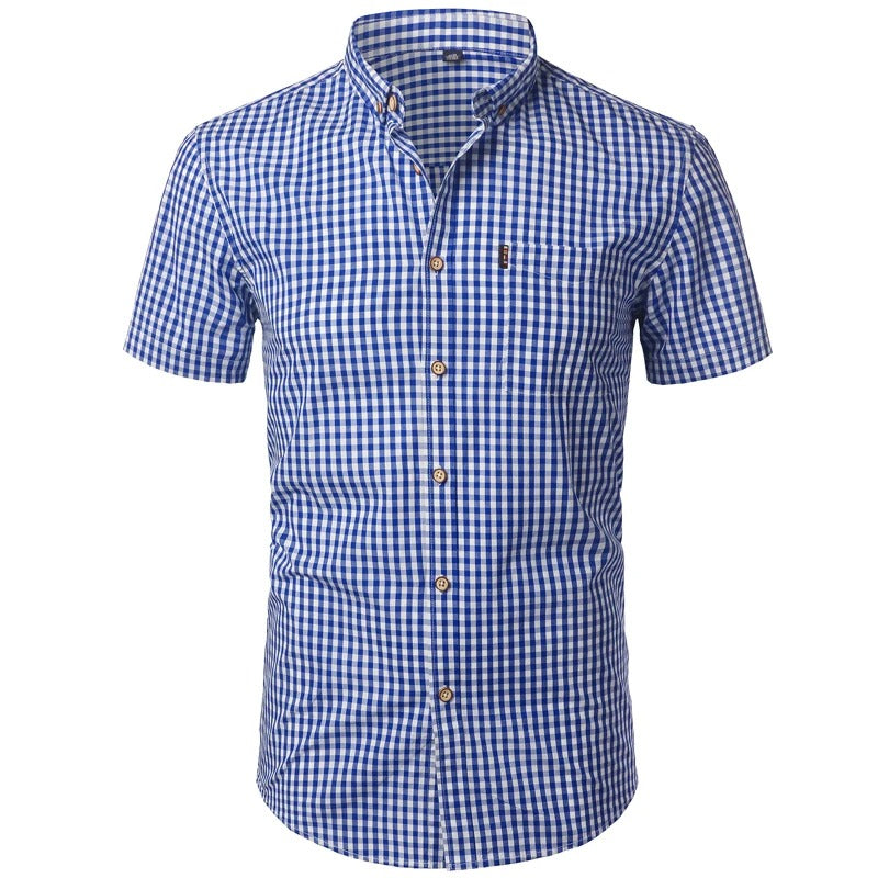 Casual Gingham Button-Up Shirt for Men | Ethan