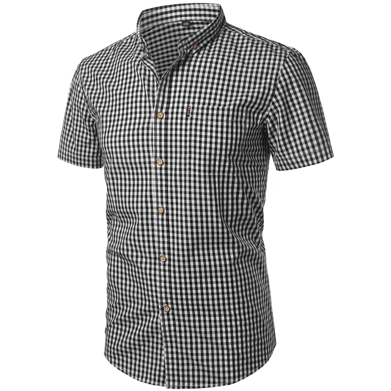 Casual Gingham Button-Up Shirt for Men | Ethan
