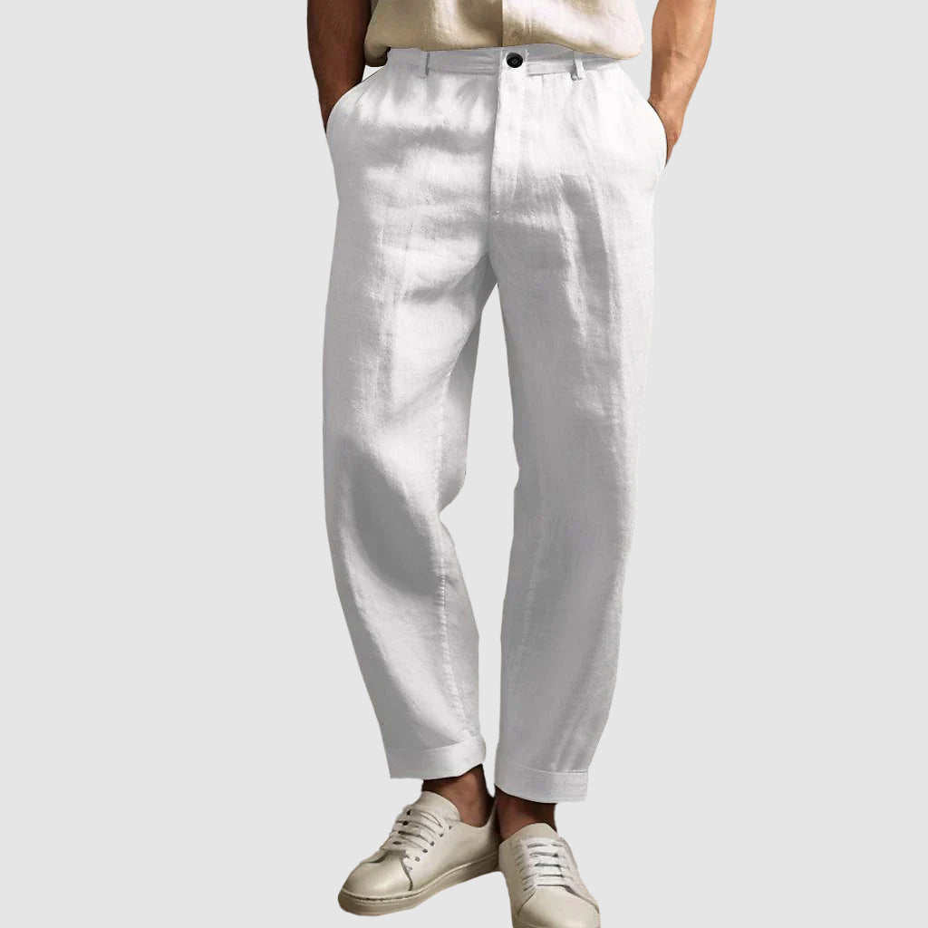 Casual Linen-Blend Straight-Leg Pants for Men | Adam