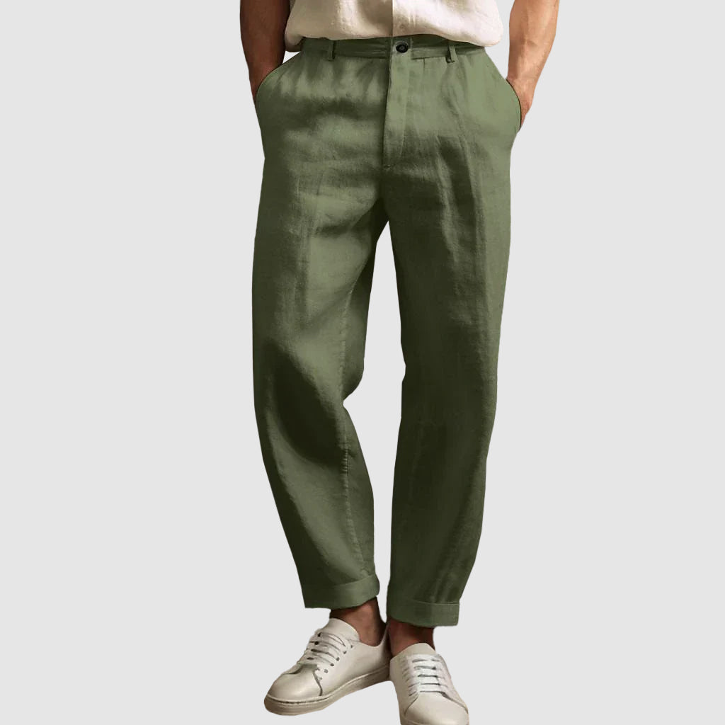 Casual Linen-Blend Straight-Leg Pants for Men | Adam