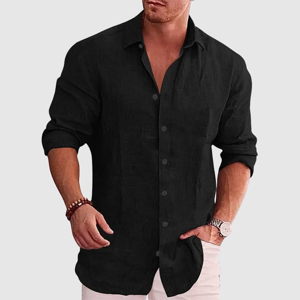 Casual Long Sleeve Linen Shirt for Men | Lucio