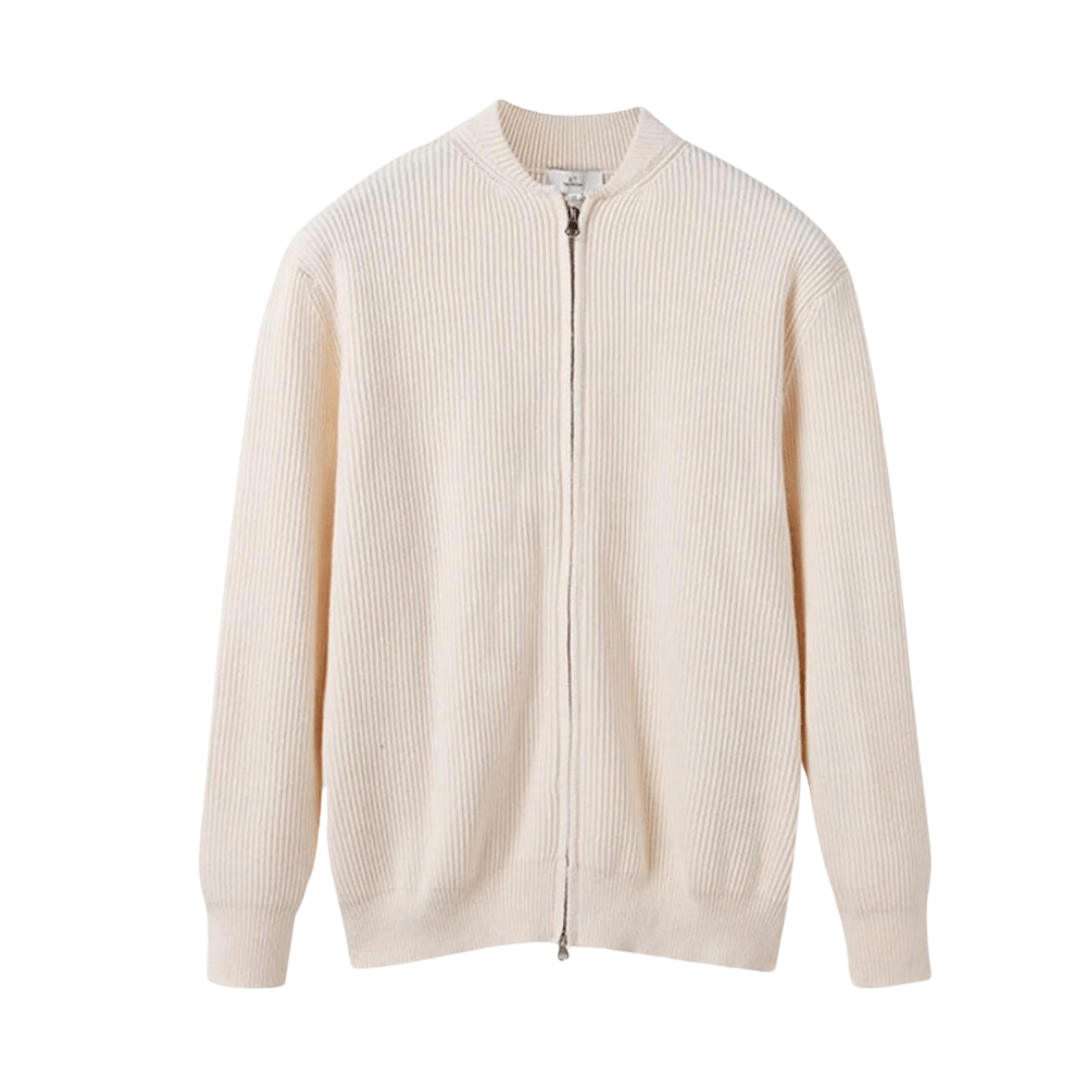 Casual Ribbed Knit Zip Cardigan Sweater for Men | Kevin