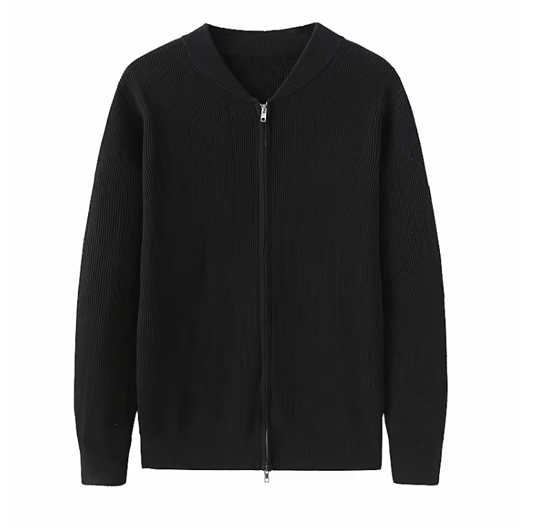 Casual Ribbed Knit Zip Cardigan Sweater for Men | Kevin