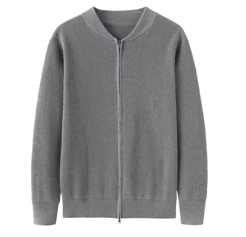 Casual Ribbed Knit Zip Cardigan Sweater for Men | Kevin