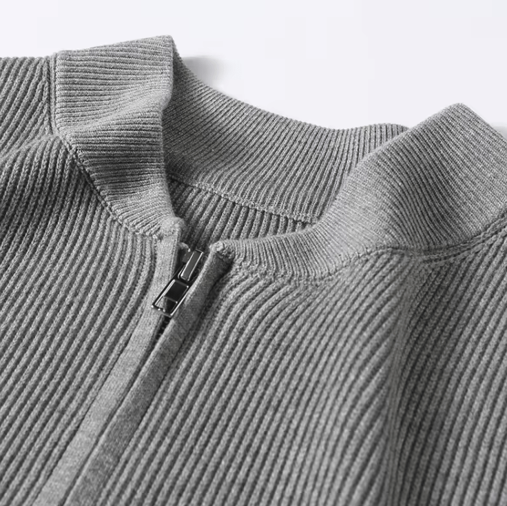 Casual Ribbed Knit Zip Cardigan Sweater for Men | Kevin